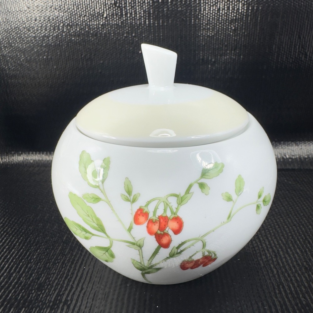 Heinrich Winterling Bavaria Porcelain Sugar Bowl Berry Botanical White 4in VTG